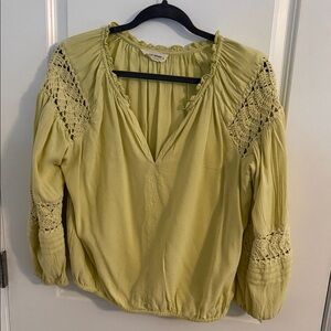 Lucky Brand Light Green Crochet Blouse